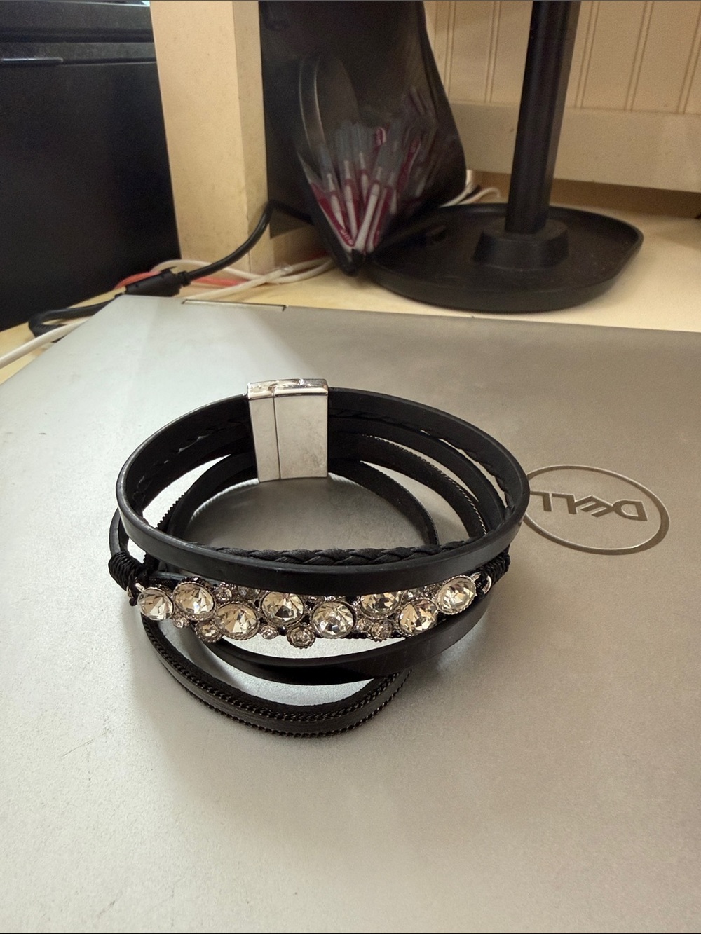 Magnetic crystals wrap bracelet.